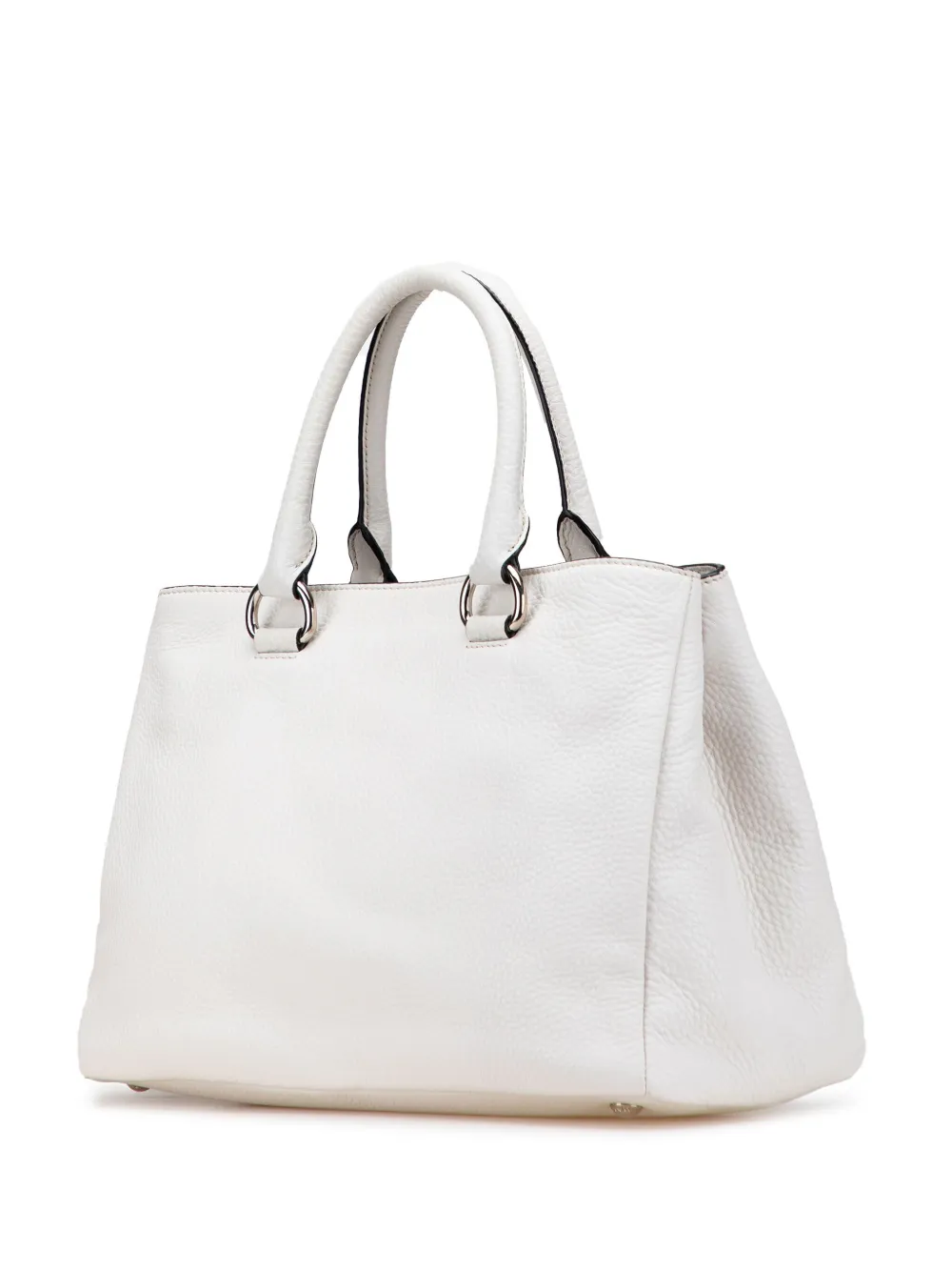Pre-owned Prada 2000-2025 Vitello Daino Open Convertible Tote Satchel In White