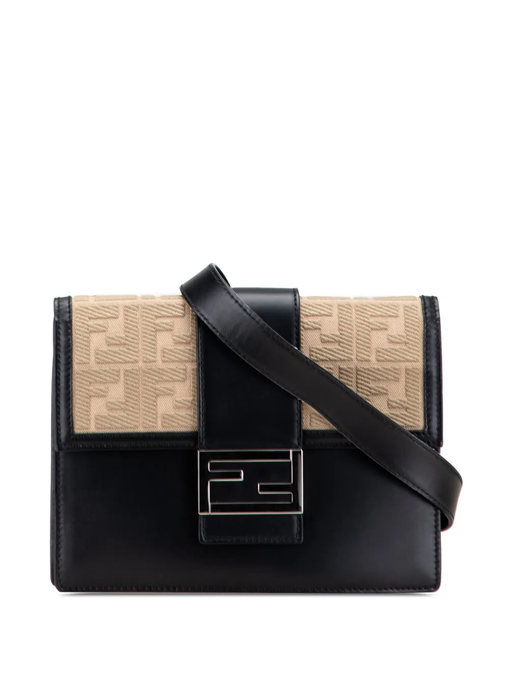 Fendi Pre-Owned 2010-2025 Calfskin and Canvas FF 1974 Flat Baguette crossbody bag | Brown | Image 1