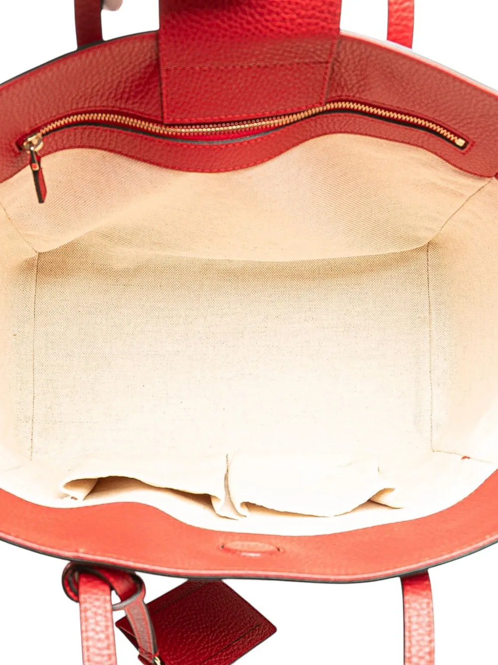 Pre-owned Gucci 2016-2025 Medium Dollar Calfskin Swing Tote Bag In Red