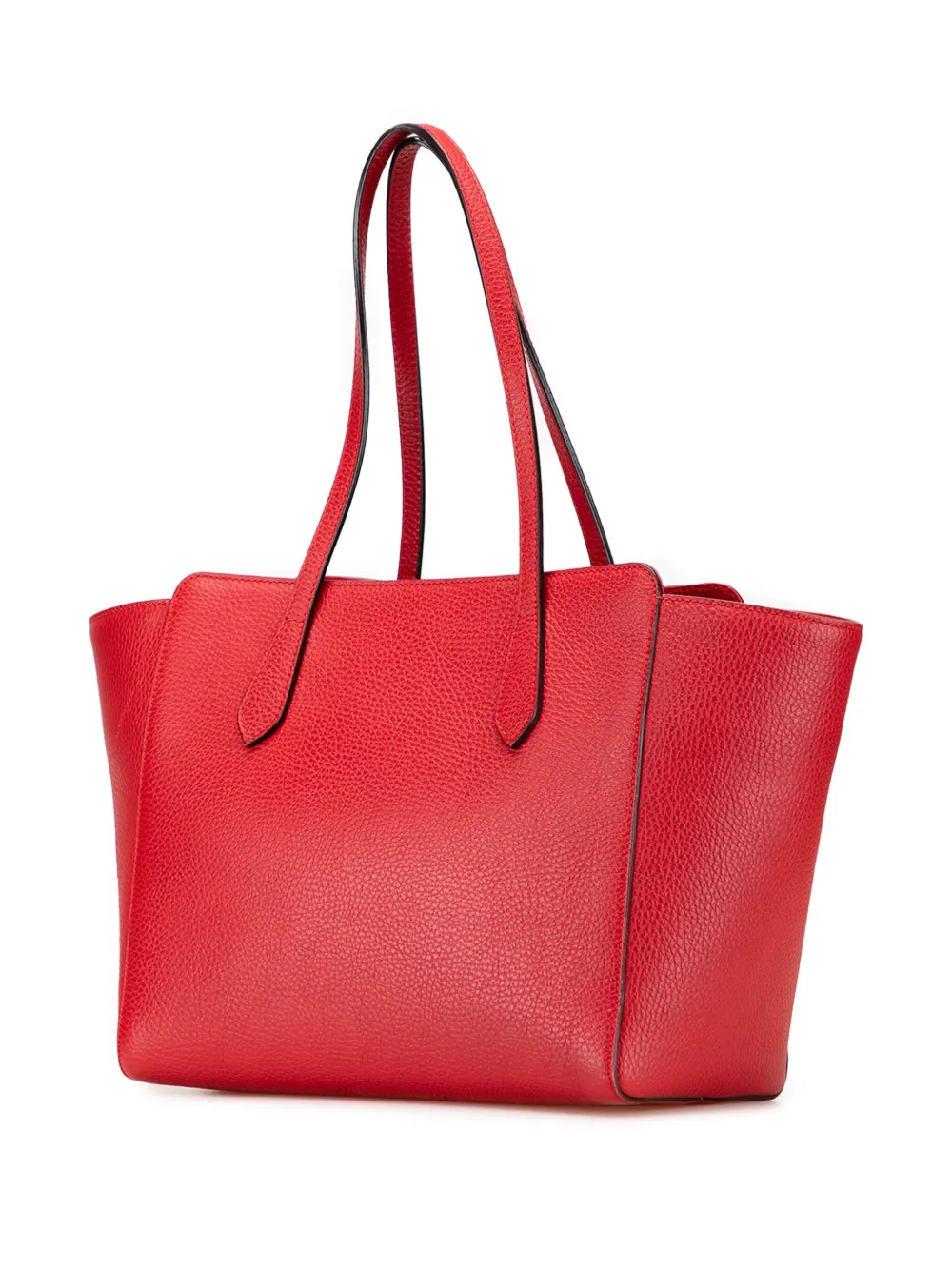 Pre-owned Gucci 2016-2025 Medium Dollar Calfskin Swing Tote Bag In Red