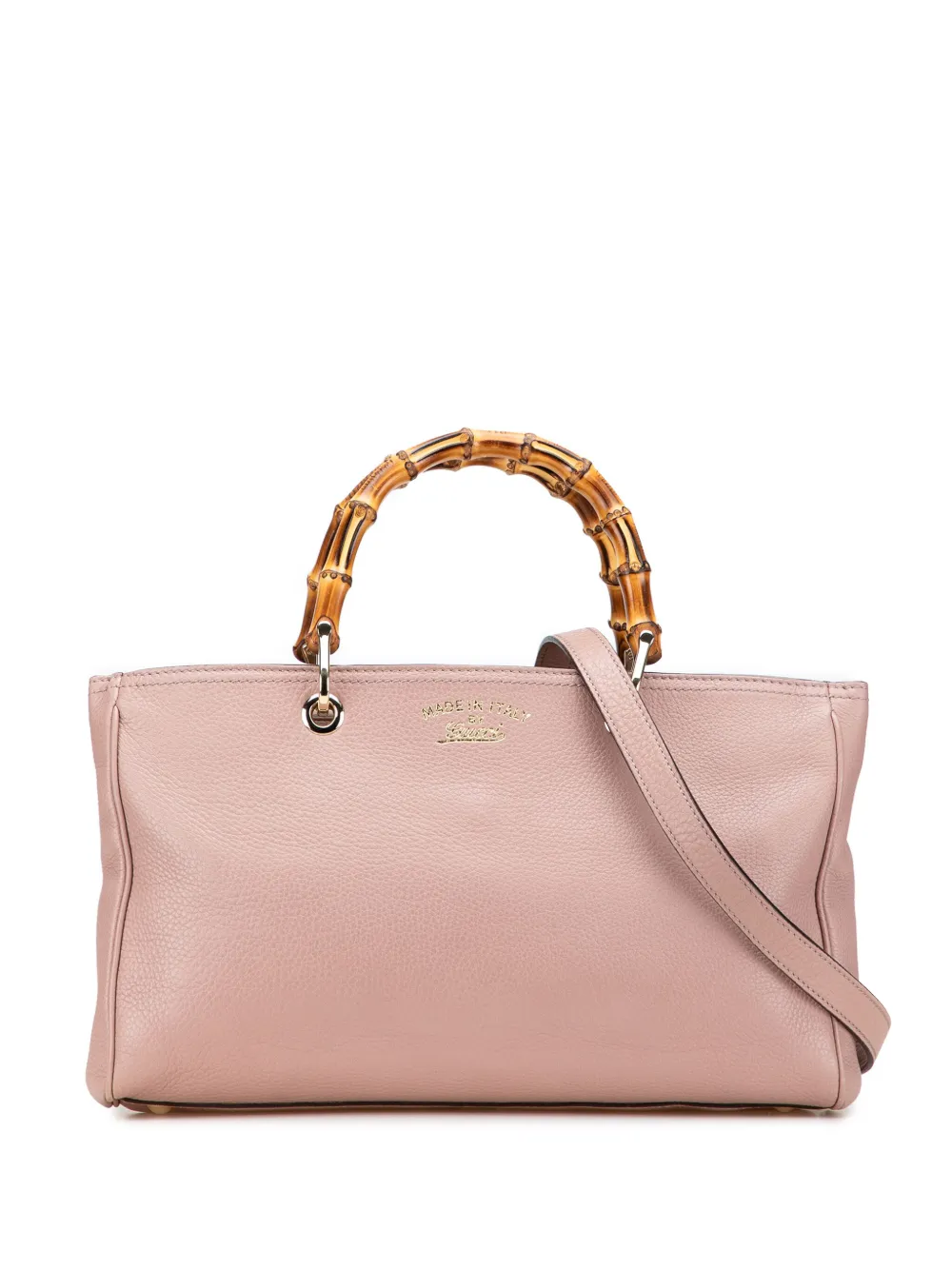 Gucci Pre-Owned 2016-2025 ミディアム カーフスキン バンブー ショッパー サッチェルバッグ - ピンク Gucci Pre-Owned 2016-2025 ミディアム カーフスキン バンブー ショッパー サッチェルバッグ - ピンク