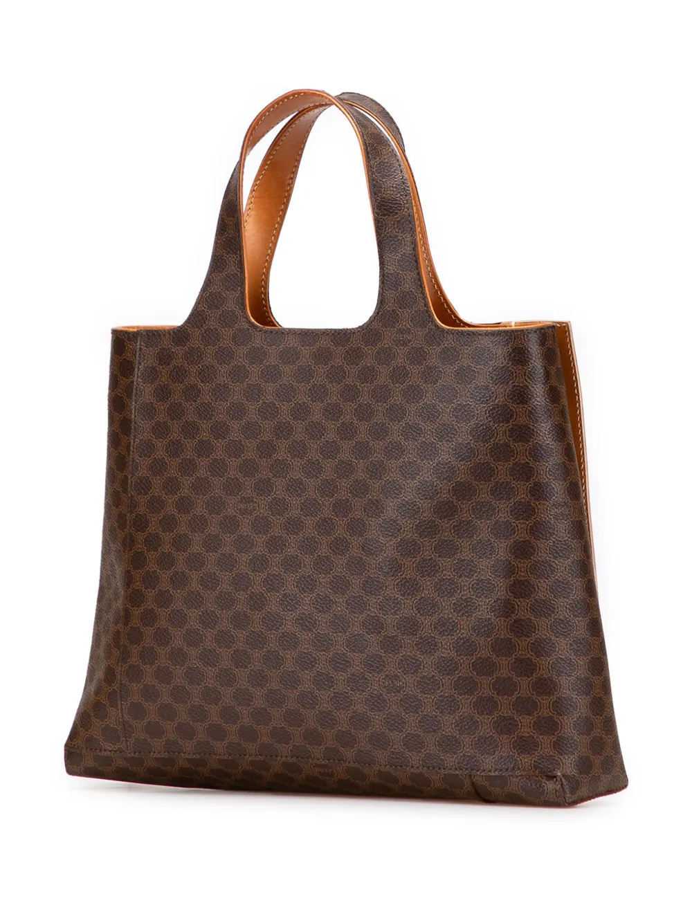 Pre-owned Celine 2001 Macadam Coated Canvas Tote Bag In Brown