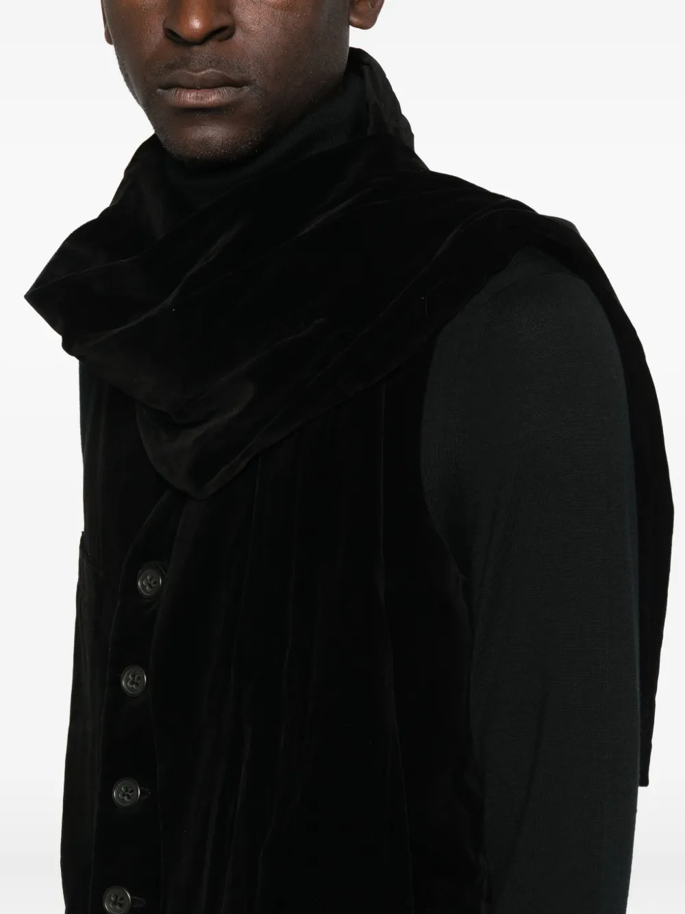 Yohji Yamamoto Velvet-finish Vest In Black