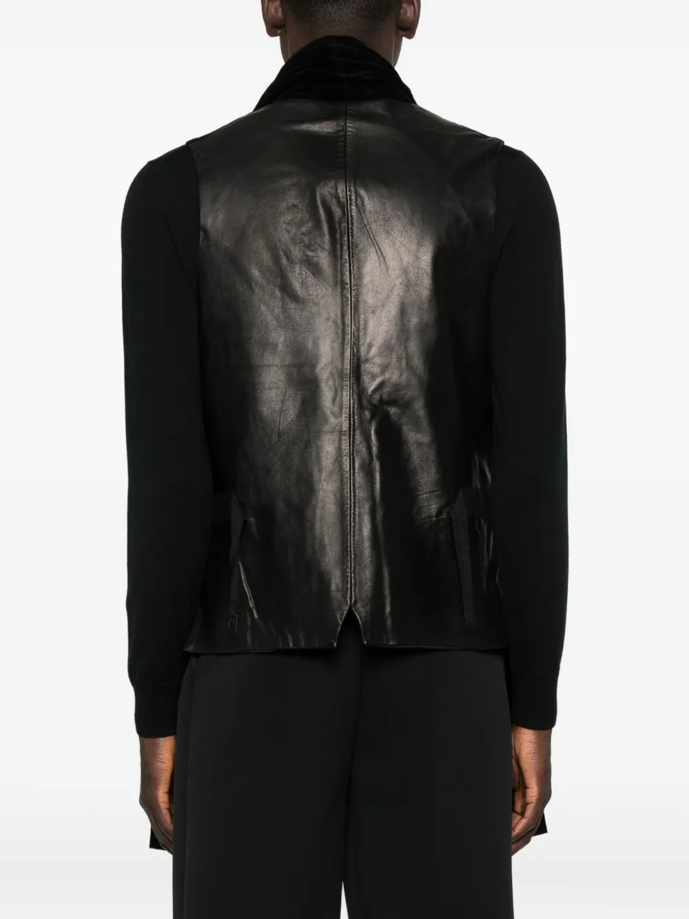 Yohji Yamamoto Vest met fluwelen afwerking Zwart