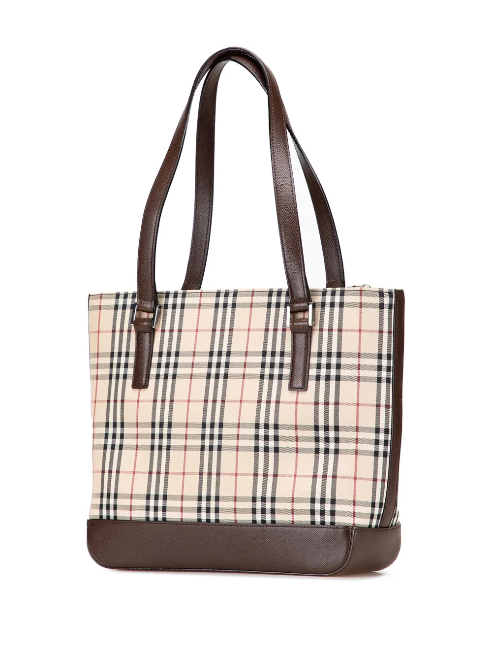 Pre-owned Burberry 2000-2017 House Check Canvas Tote Bag In Brown