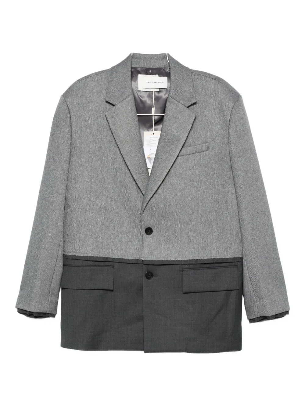 Feng Chen Wang Two-tone Single-breasted Blazer In Gray
