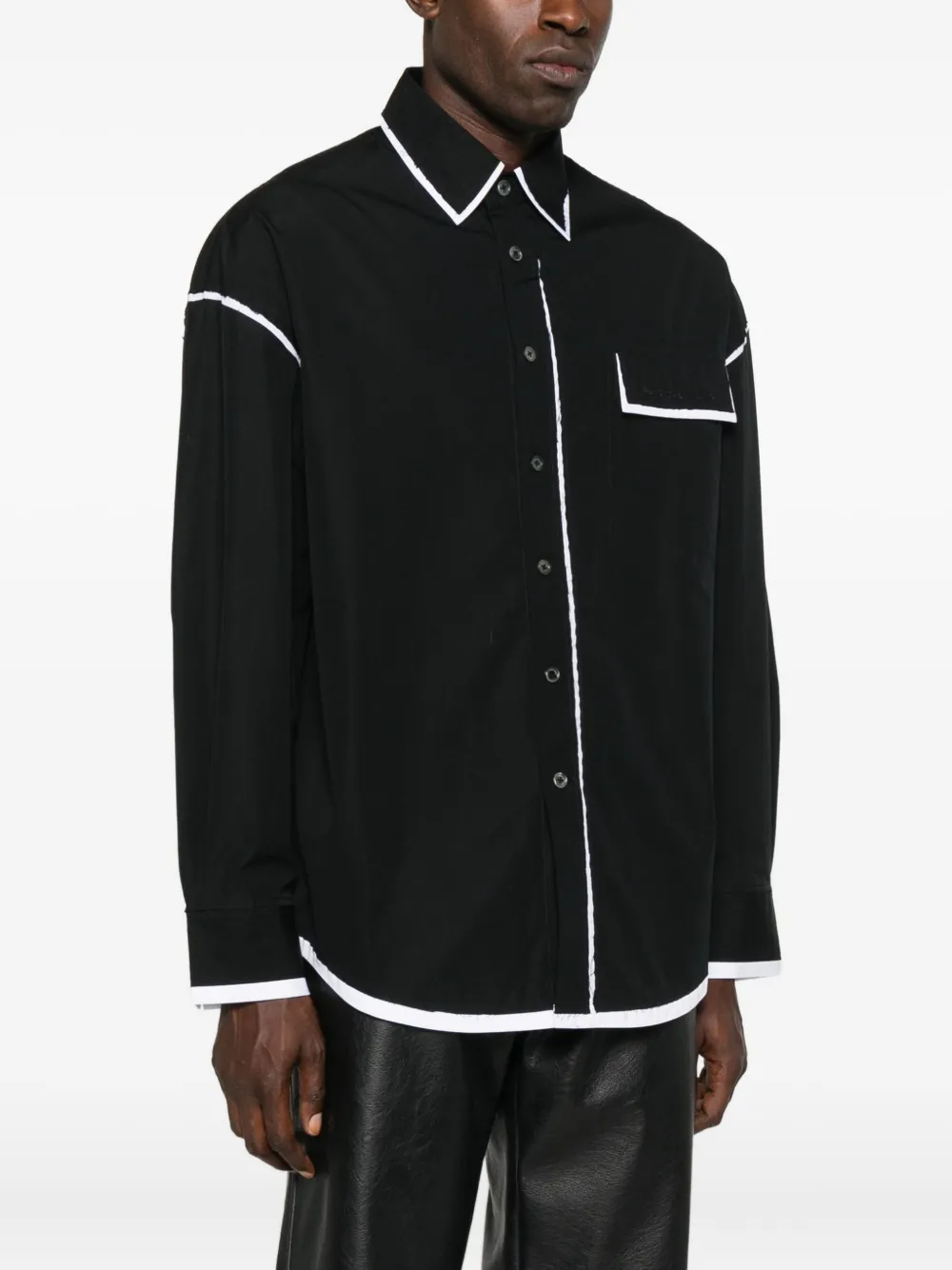 Feng Chen Wang Contrast-trim Shirt In Black