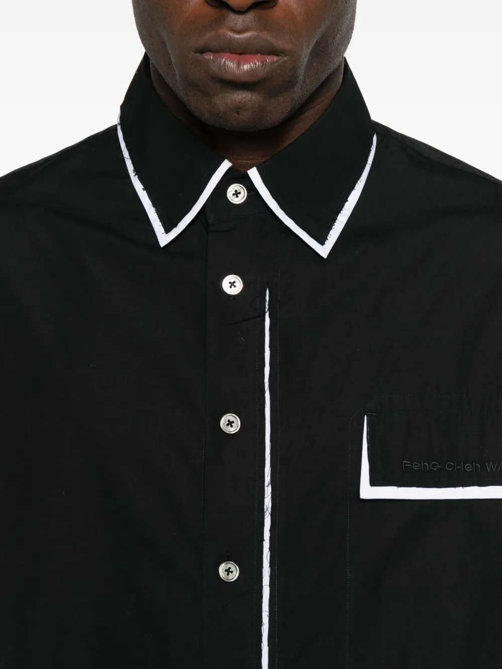 Feng Chen Wang Contrast-trim Shirt In Black