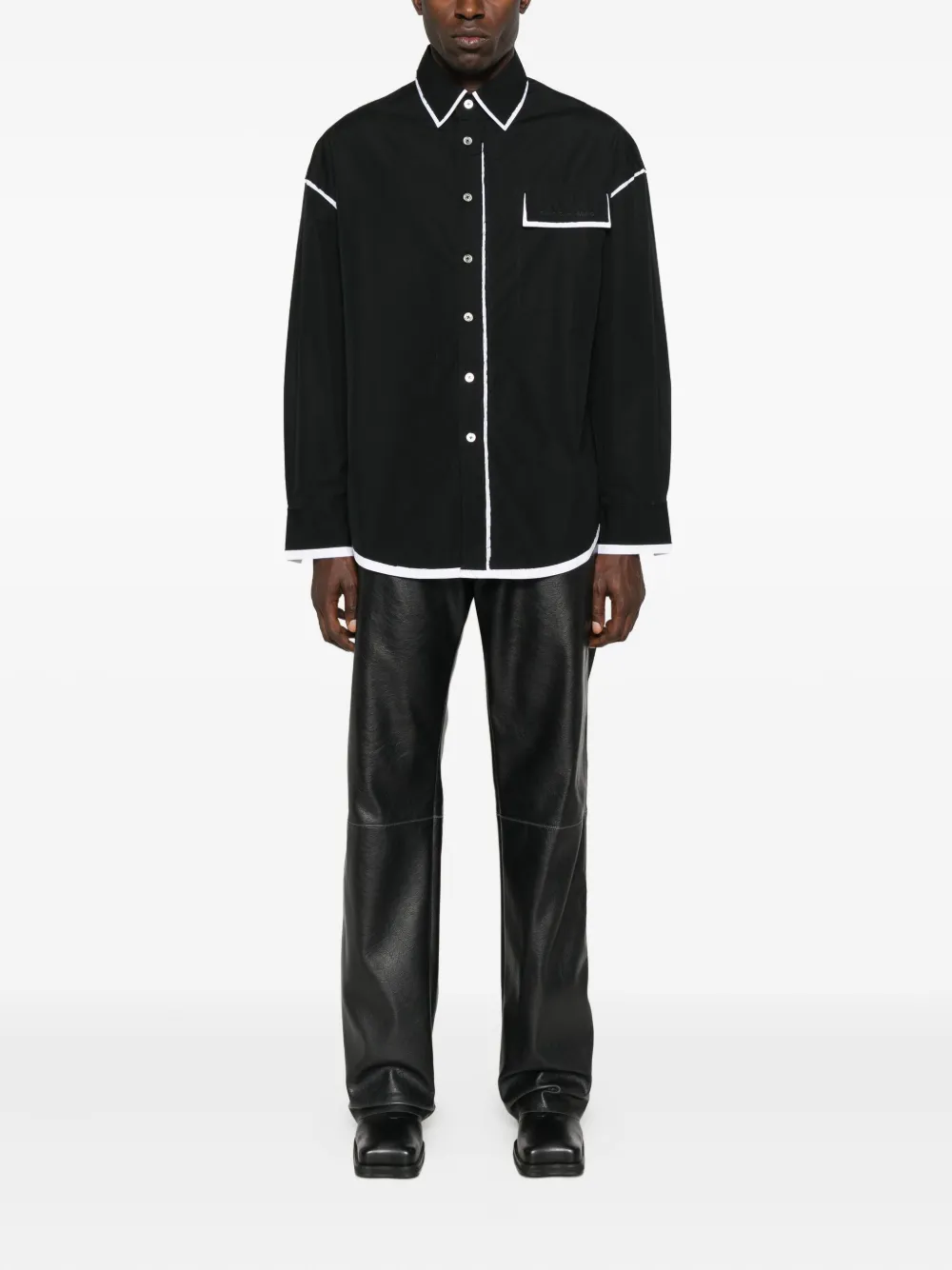 Feng Chen Wang contrast-trim shirt - Zwart