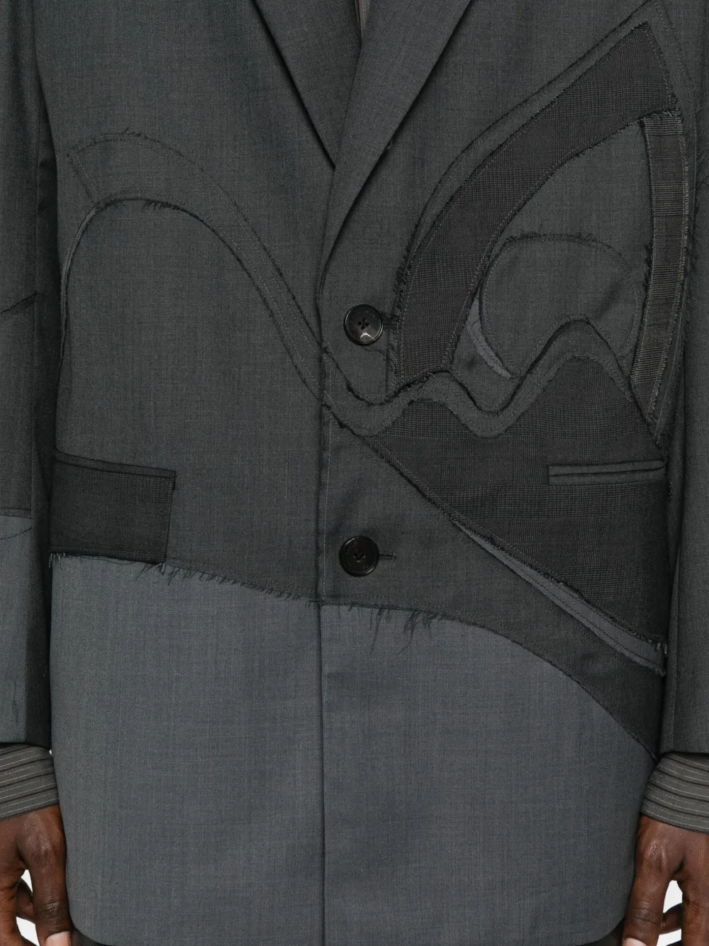 Feng Chen Wang Patchwork Single-breasted Blazer In Gray