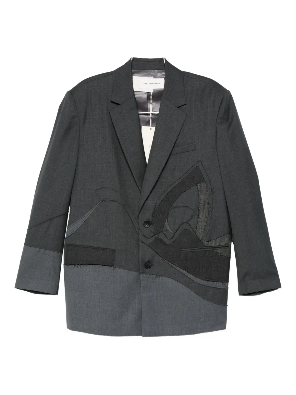 Feng Chen Wang Patchwork Single-breasted Blazer In Gray