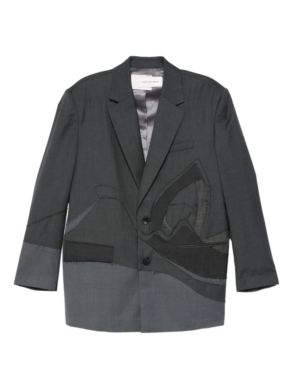 Feng Chen Wang patchwork single-breasted blazer | Grey | Image 1
