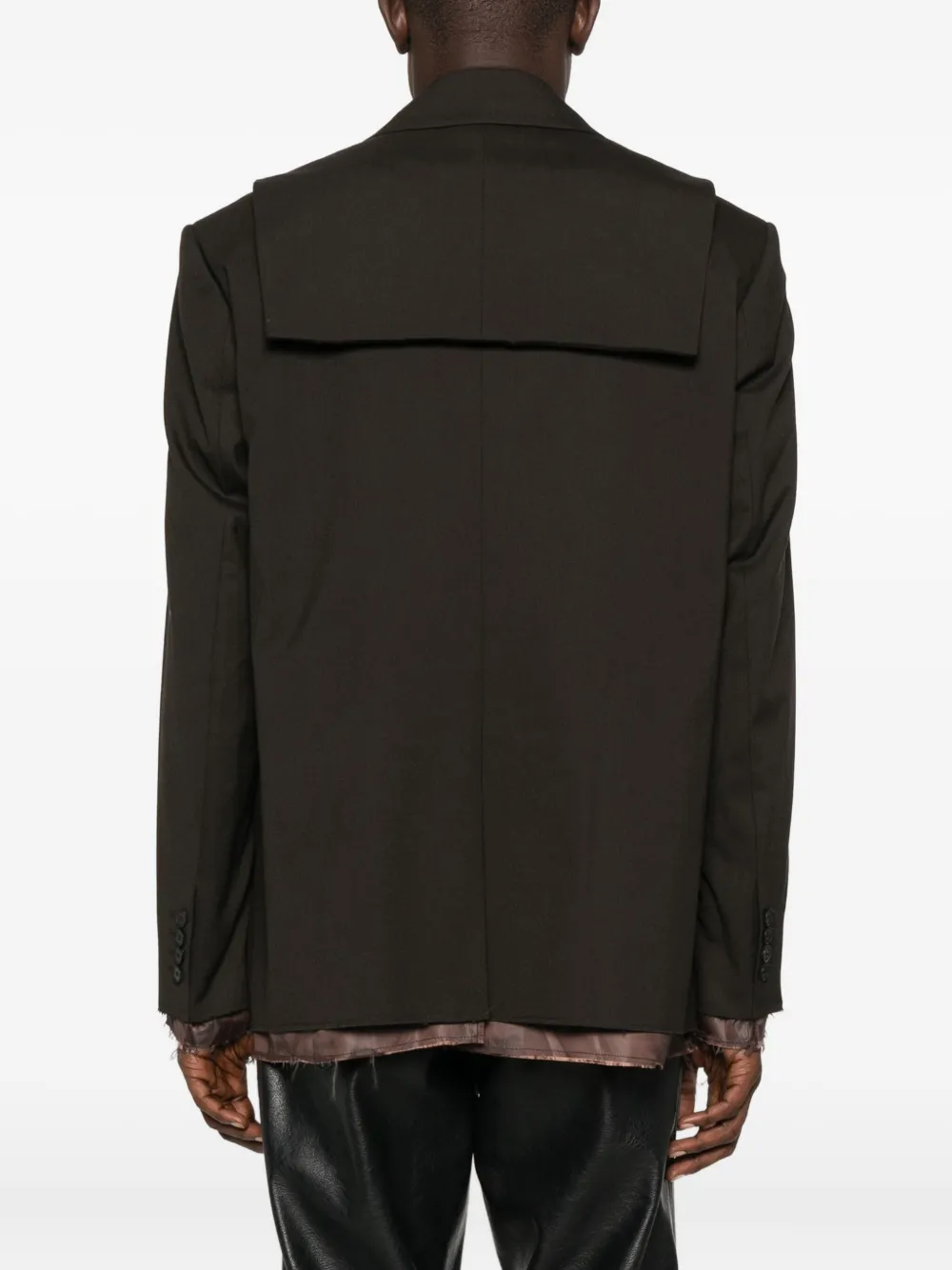 Feng Chen Wang Frayed-hem Layered Blazer In Green