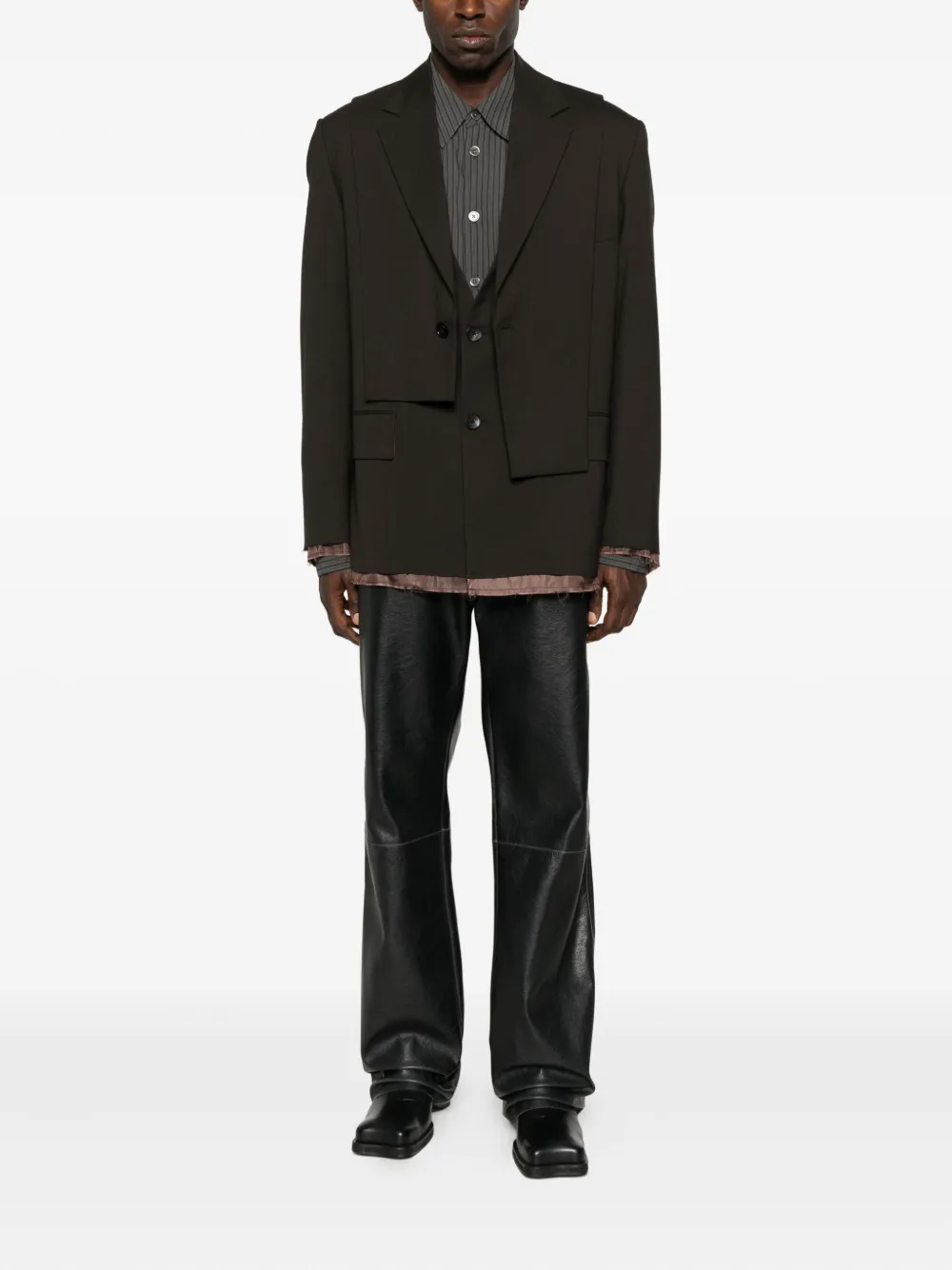 Feng Chen Wang frayed-hem layered blazer | Blazers | Image 2