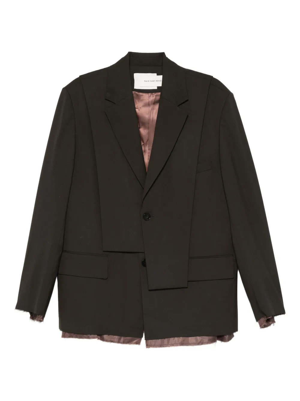 Feng Chen Wang frayed-hem layered blazer | Brown | Image 1