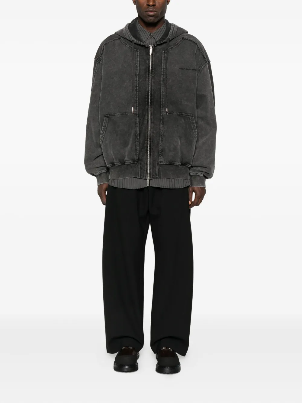 Feng Chen Wang Hooded Zip-up Jacket In Gray