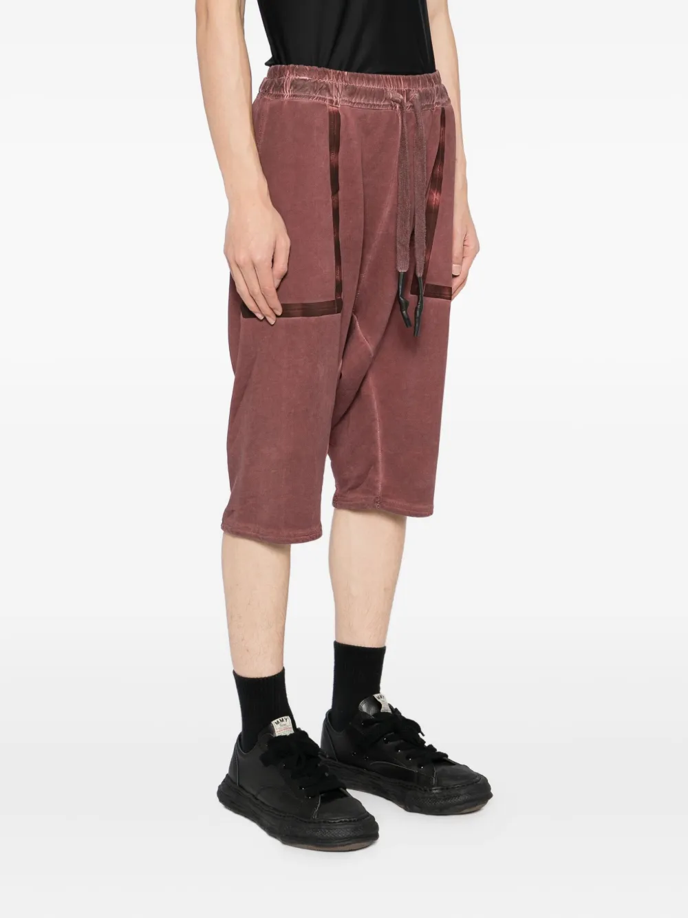 69 By Isaac Sellam Elasticated-waistband Drop-crotch Shorts In Red
