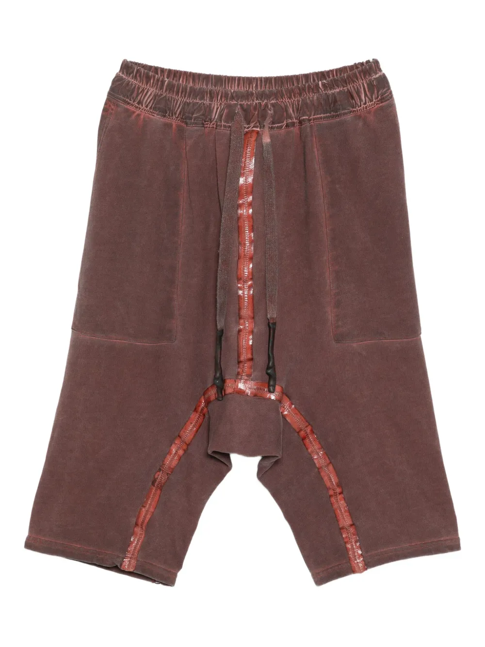 69 By Isaac Sellam Elasticated-waistband Drop-crotch Shorts In Brown