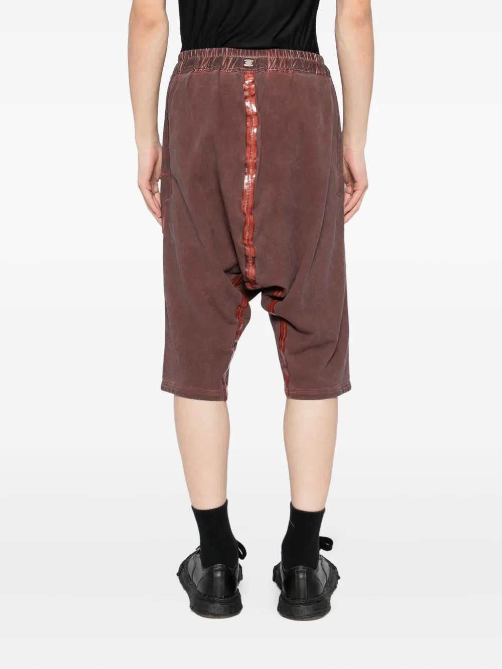 69 By Isaac Sellam Elasticated-waistband Drop-crotch Shorts In Brown