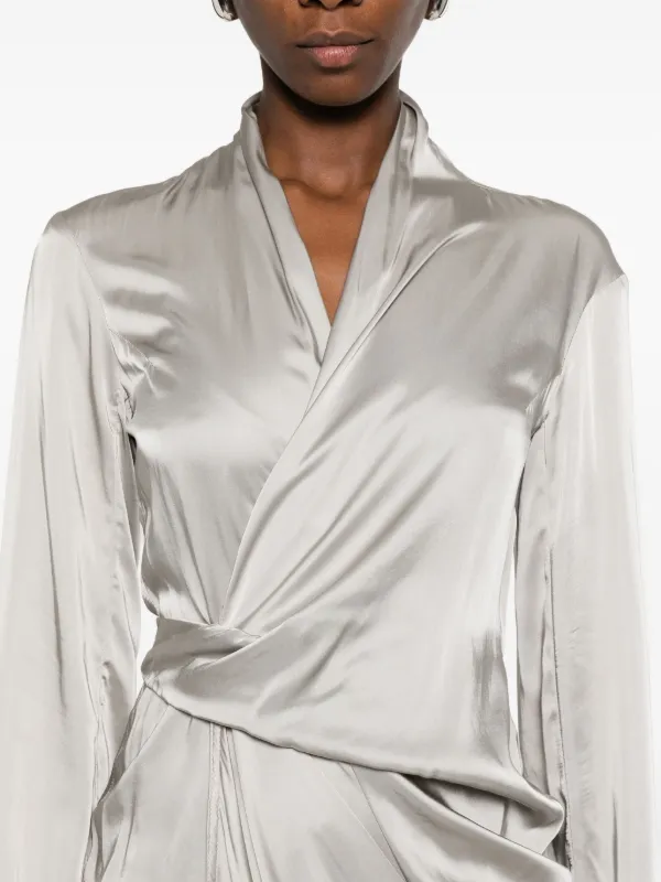 Rick Owens Draped Wrap Midi Dress - Grey