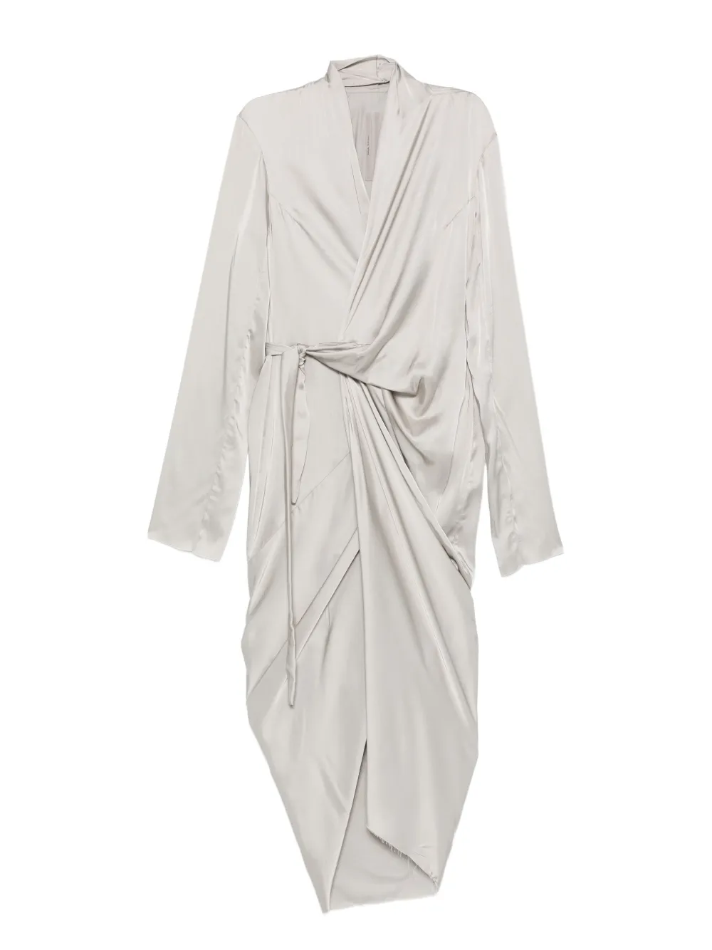 Rick Owens draped wrap midi dress - グレー Rick Owens draped wrap midi dress - グレー