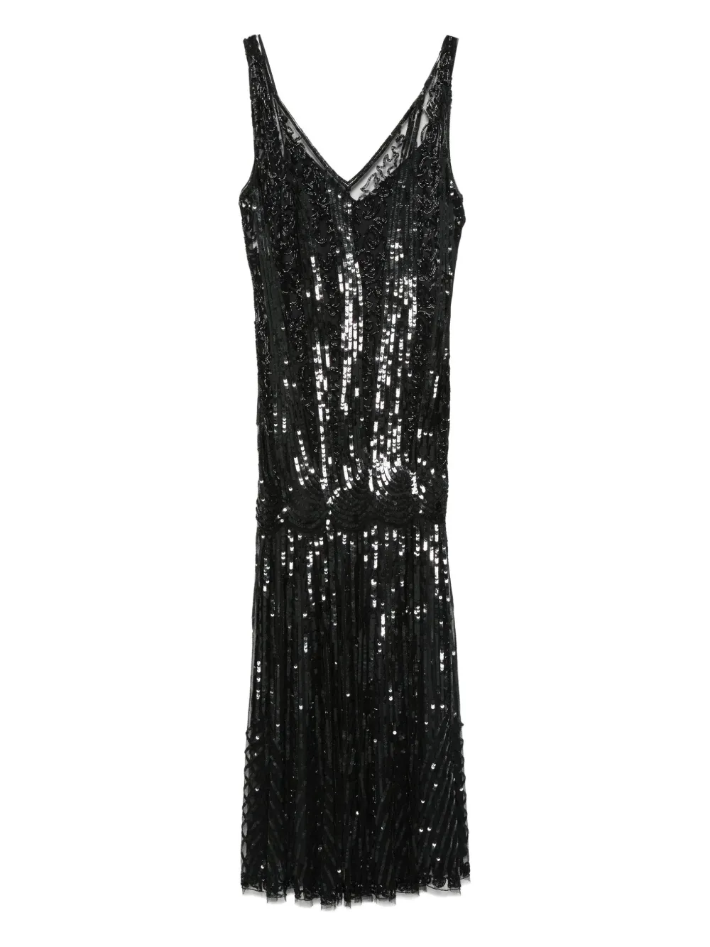 Alberta Ferretti sequin-embellished V-neck gown | Black | Image 1