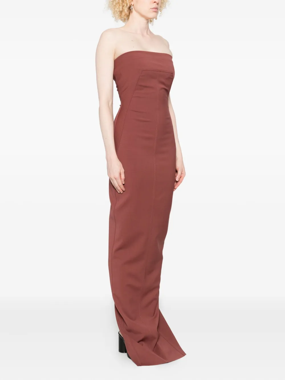 Rick Owens Bustier Gown In Brown