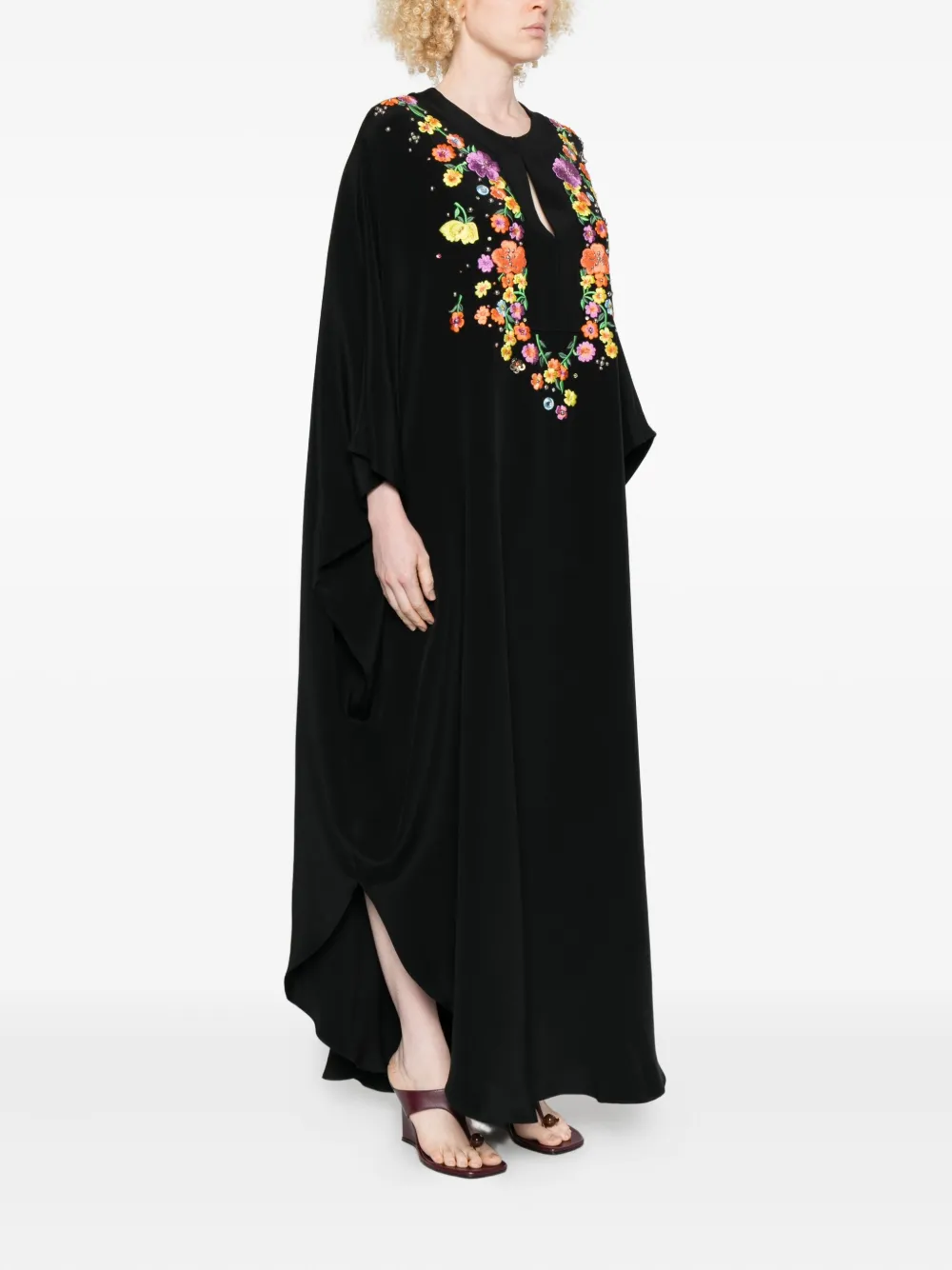 Pucci Floral-embroidered Maxi Dress In Black