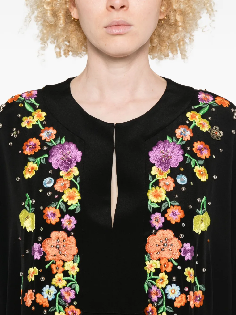 Pucci Floral-embroidered Maxi Dress In Black