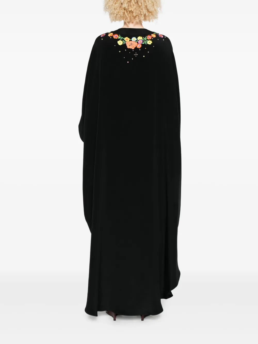 Pucci Floral-embroidered Maxi Dress In Black