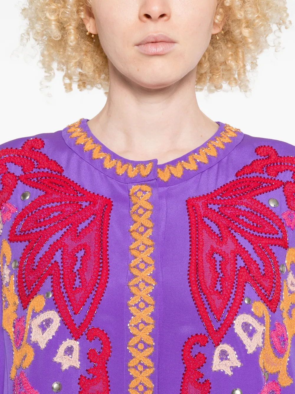 Pucci Embroidered Silk Maxi Dress In Purple