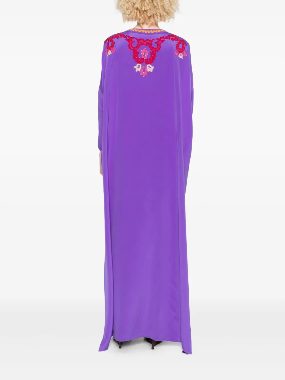 Pucci Embroidered Silk Maxi Dress In Purple