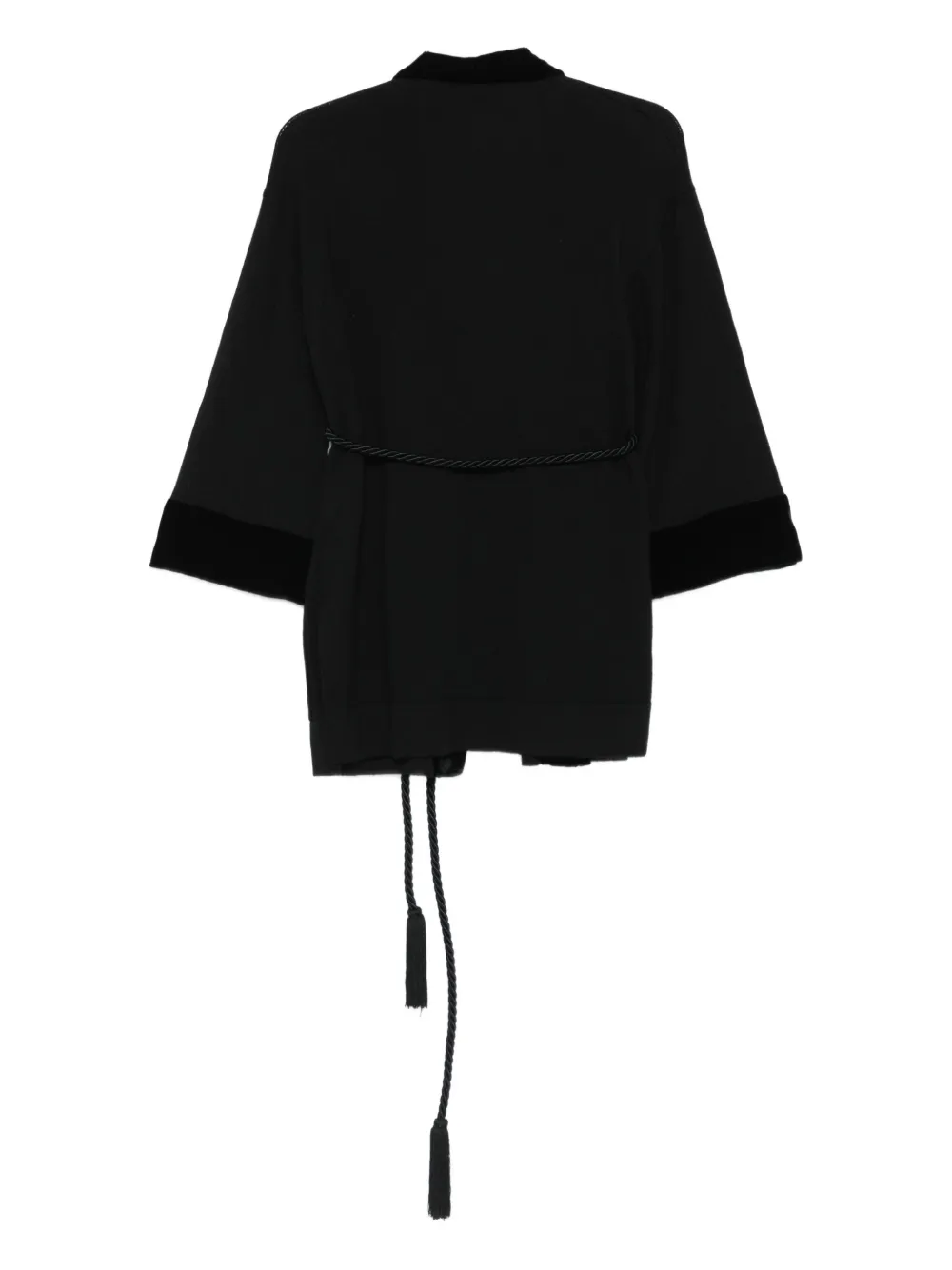 Alberta Ferretti Embroidered Patch Velvet Cardigan In Black