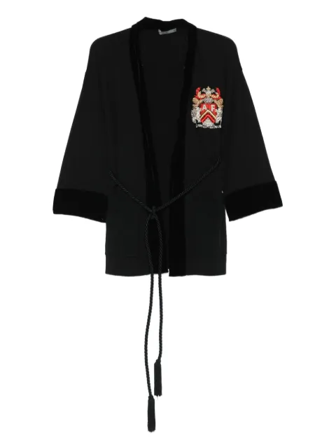Alberta Ferretti embroidered patch velvet cardigan