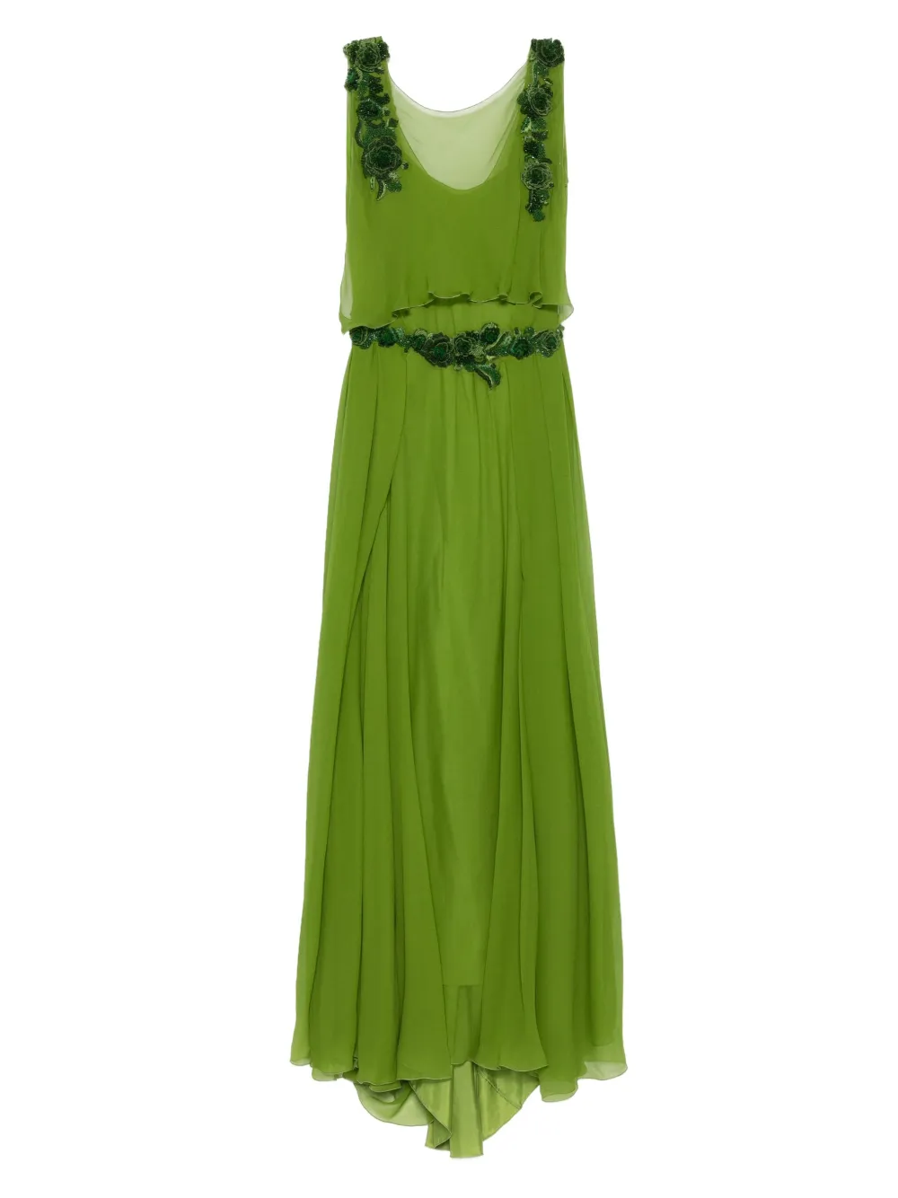 Alberta Ferretti embellished-waist silk maxi evening gown | Green | Image 1
