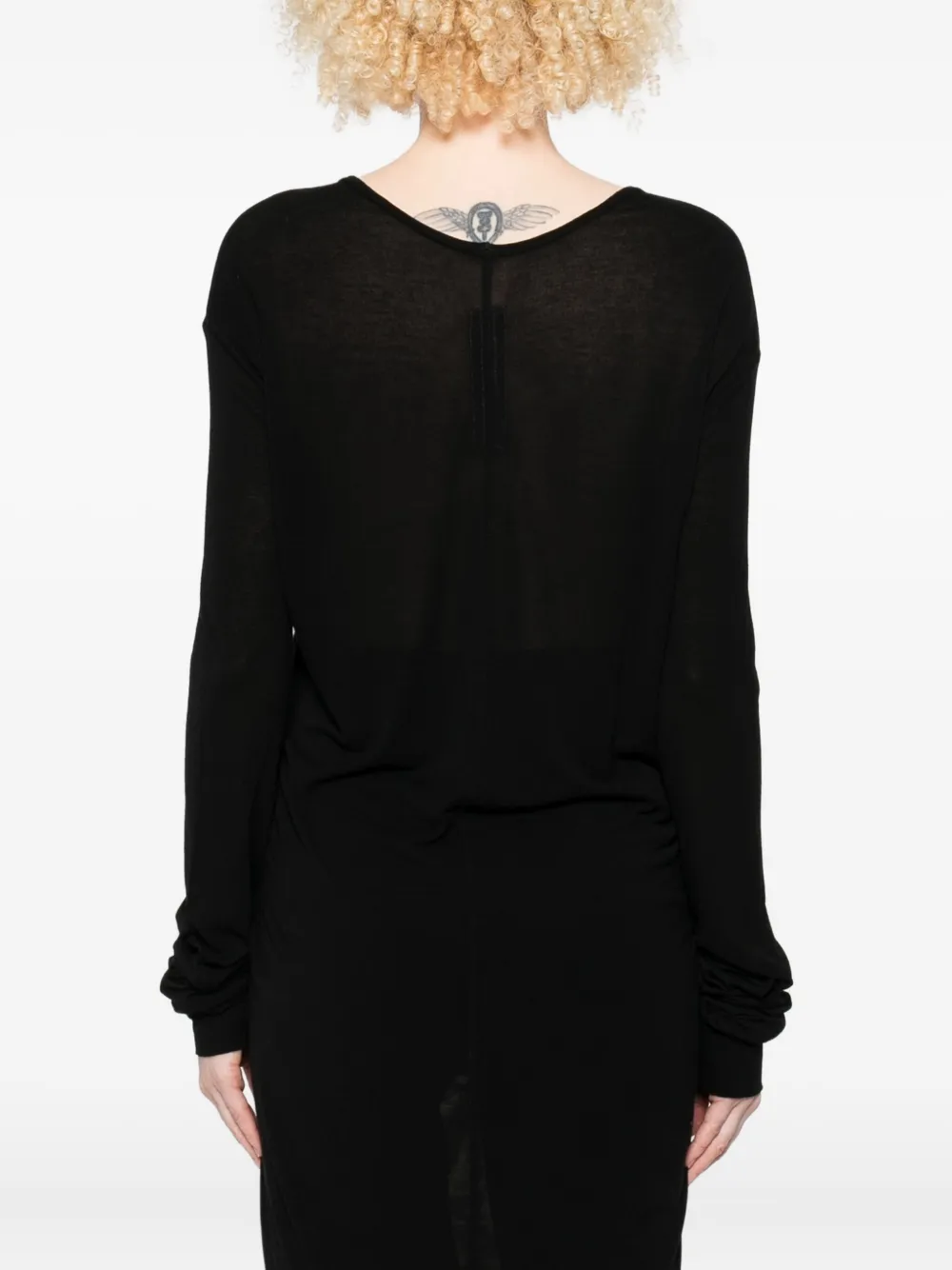 Rick Owens Draped Long-sleeve Top In Black