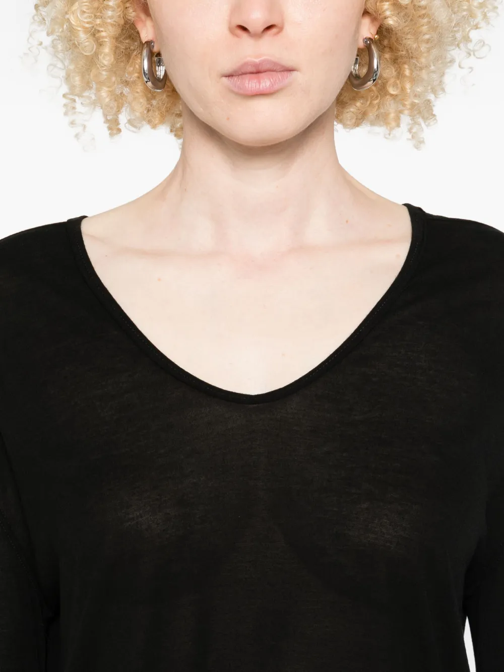 Rick Owens Draped Long-sleeve Top In Black