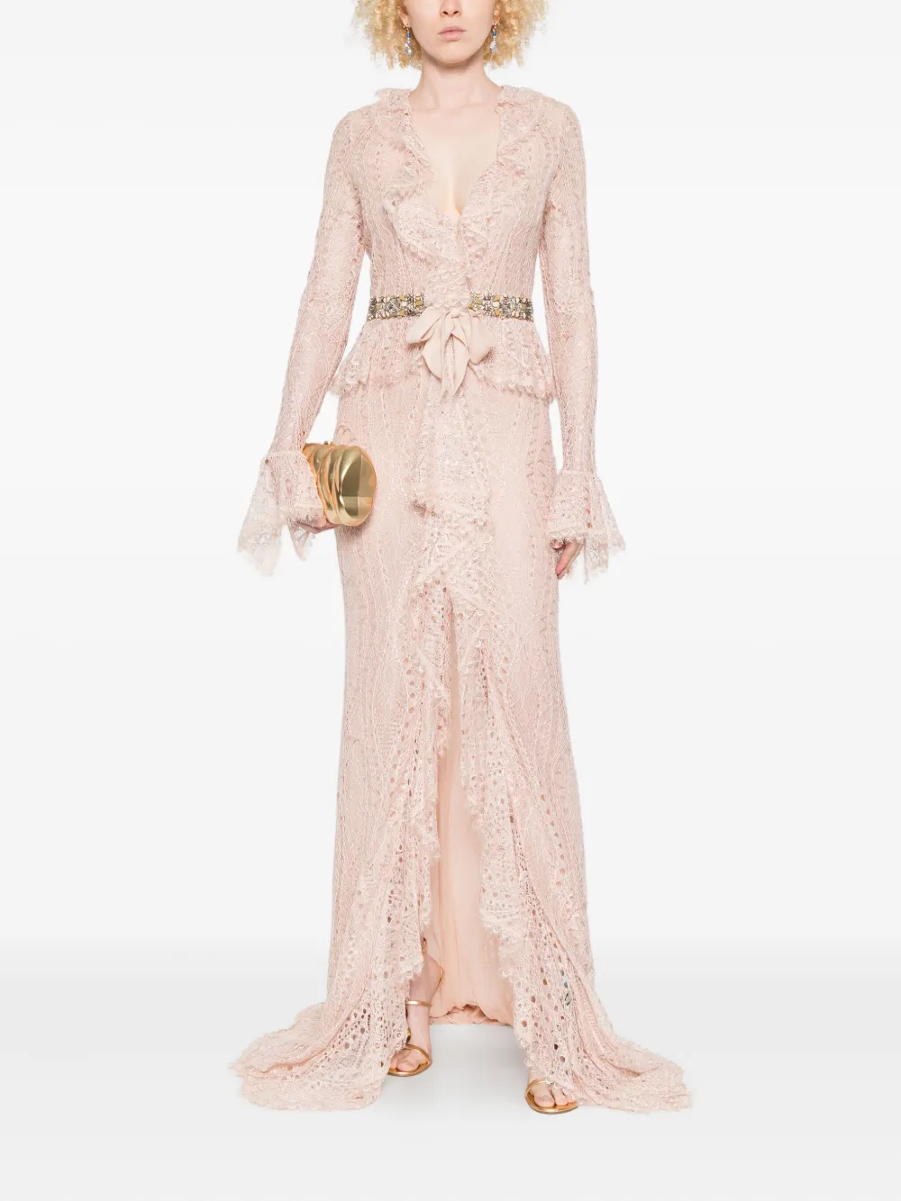 PUCCI embellished belted lace gown - Roze
