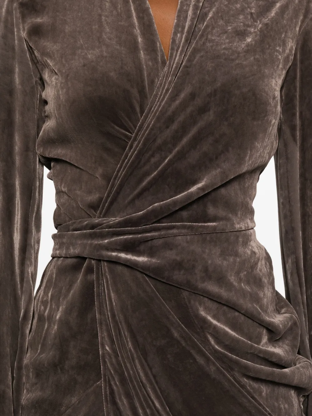 Rick Owens Draped Wrap Midi Dress In Brown