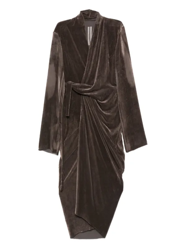 satin draped wrap midi dress Navy Satin Draped Midi Dress With Front Knot And Slit VOS LEE