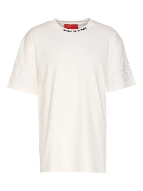 Vision Of Super flame-embroidered crew neck T-shirt