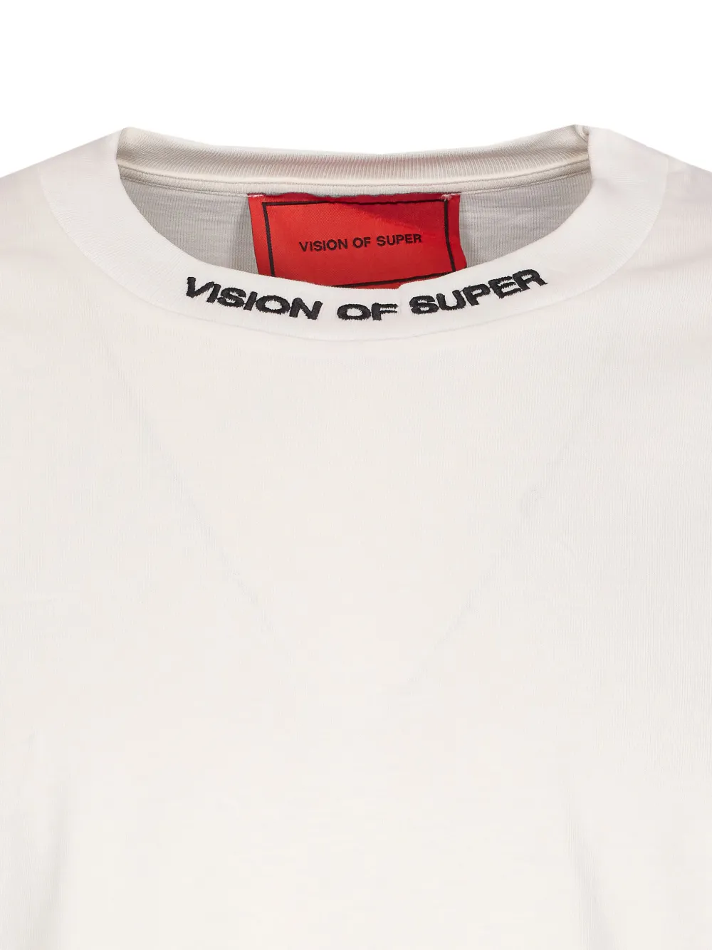 Vision Of Super T-shirt met geborduurde vlam en ronde hals Wit