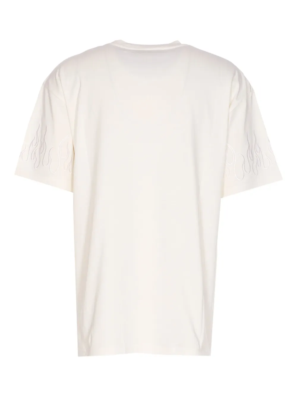 Vision Of Super flame-embroidered crew neck T-shirt - Wit