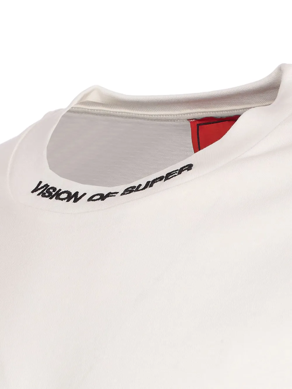 Vision Of Super T-shirt met geborduurde vlam en ronde hals Wit