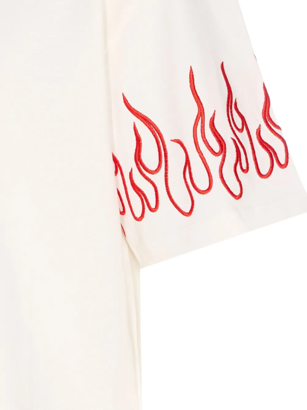 Vision Of Super Flame-embroidered Crew-neck T-shirt In White