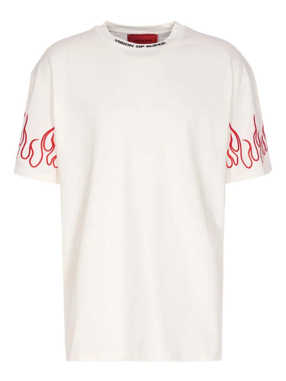 Vision Of Super flame-embroidered crew-neck T-shirt | White | Image 1