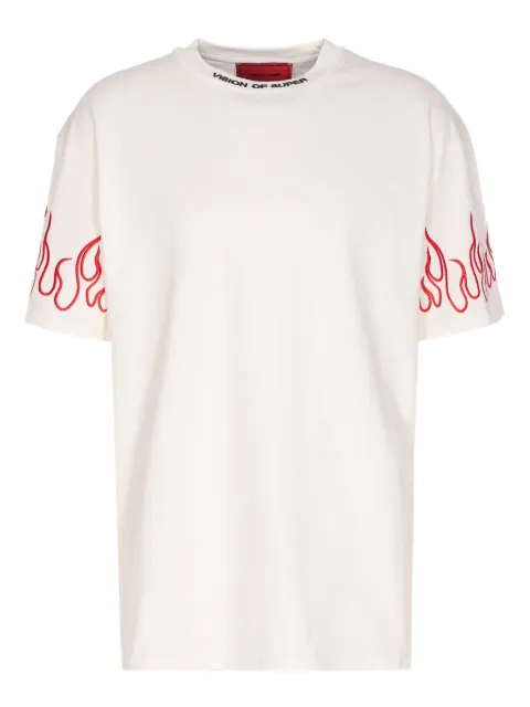 Vision Of Super flame-embroidered crew-neck T-shirt
