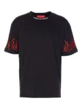 Vision Of Super embroidered-flame crew neck T-shirt - Black