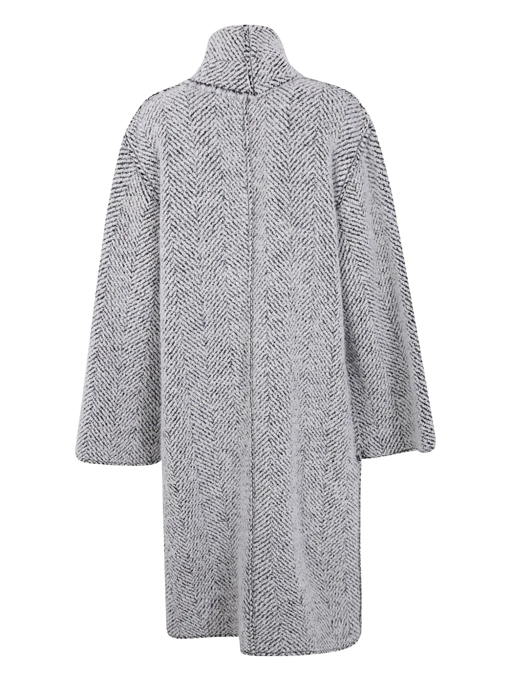 Alberta Ferretti Herringbone Textured Long Sleeve Coat In Gray