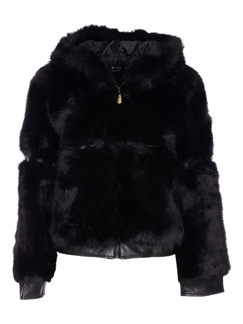 V73 Penny Hooded Faux-fur Jacket In Black